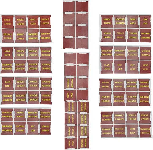 Vista 7 de Prriudy 88 pestañas de cuero de la Biblia, pestañas de índice bíblico para estudio de la Biblia, mujeres y hombres, 66 pestañas de la Biblia
