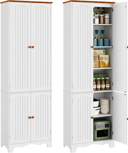 Vista 12 de Function Home 72" Kitchen Pantry Cabinet, Tall Wood Farmhouse Storage Cabinet with Doors and Adjustable Shelves, 6 Tier Freestanding Cupboard for