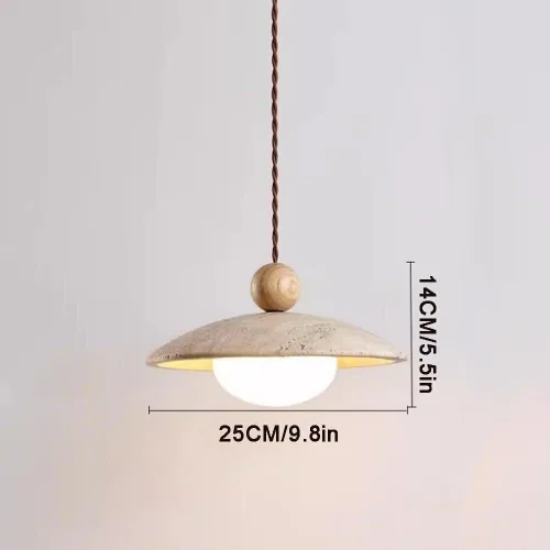 Vista 5 de Dining Room Pendant Lights Fixtures Natural Yellow Travertine Chandelier with Wood Accents Modern Simple White Glass Hanging Lamp for Kitchen Island