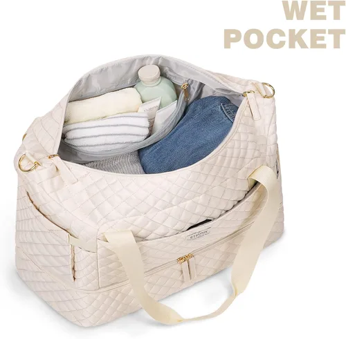 Vista 3 de Bolsos Weekender para mujer, Beige, Bolsa de viaje