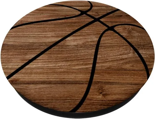 Vista 2 de Diseño de baloncesto de madera de pop para fans y jugadores – PopSockets Grip y soporte para teléfonos y tabletas