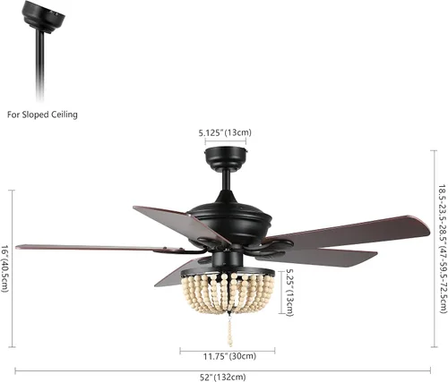 Vista 3 de JONATHAN Y Ventilador de techo de 3 luces LED negro/marrón claro de 52 pulgadas con control remoto y aplicación, candelabro bohemio de granja