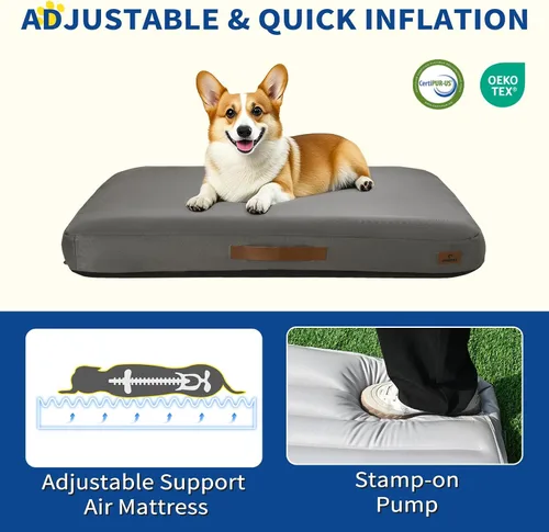 Vista 6 de ABCPET Cama inflable para perros pequeños, para viajes al aire libre, con funda extraíble, cama inflada impermeable para perros de verano con parte