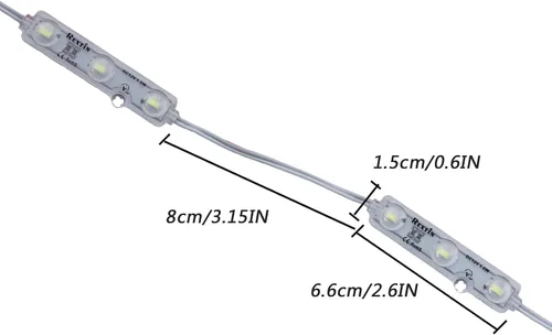 Vista 4 de 200pcs 3 LED Módulo Super Brillante Amarillo 5630 5730 SMD Luz Decorativa Impermeable para Letreros de Carta Publicidad Señales con Cinta Adhesiva