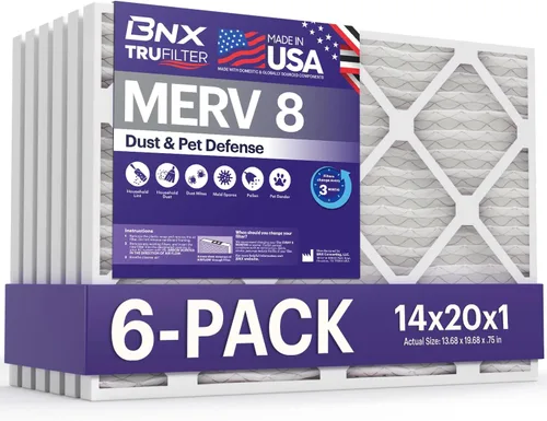 Vista 33 de BNX TruFilter - Filtro de aire MERV 8 de 10 x 10 x 1 pulgadas (paquete de 6) – Fabricado en Estados Unidos – Defensa contra polvo y mascotas