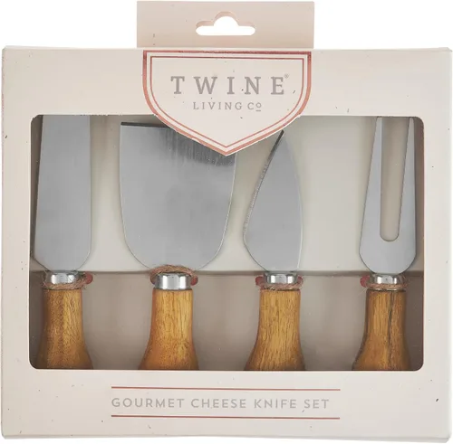 Vista 6 de Twine Cuchillos de queso gourmet – Juego de cuchillos de acero inoxidable – Herramientas de charcutería accesorios para tabla de quesos – Acero