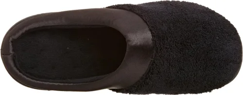 Vista 5 de Isotoner pantuflas tipo zueco con puño de satén, de algodón con bucles finos para mujer