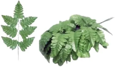 Vista 9 de Seda artificial de cuero de 18 pulgadas, hojas de helecho, vegetación floristería, calidad floristería, 7 hojas por tallo, 3 racimos en total 252