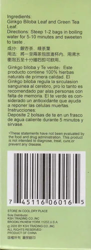 Vista 2 de Tai Chi Clear Thought (té verde ginkgo biloba) 12 bolsas