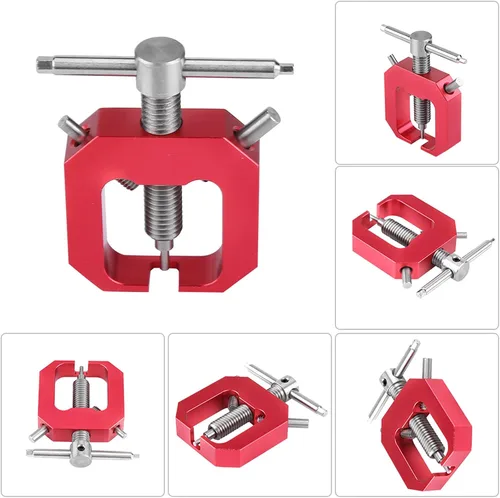 Vista 3 de Extractor de engranajes de motor, herramienta de extracción de engranajes de piñón de acero, accesorio de pieza RC para vehículos RC (rojo)
