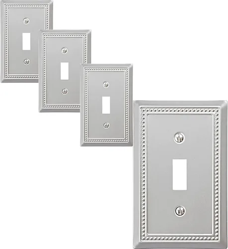 Vista 36 de OKAWYC Belaire - Cubierta para interruptor de luz de decoración individual, placa de pared de metal con cuentas, paquete de 4 unidades de bronce