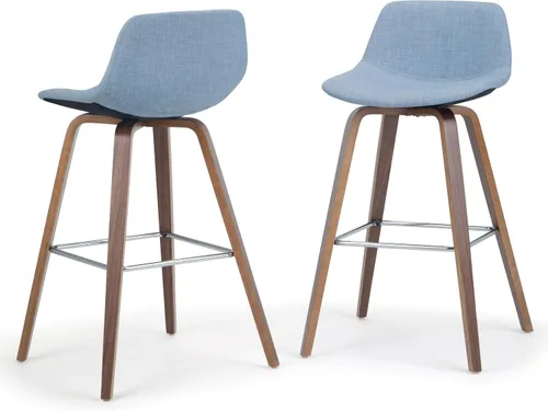 Vista 16 de SIMPLIHOME Randolph Taburetes de mostrador (juego de 2) taburetes de bar tapizados de madera curvada de 28 pulgadas de altura del asiento en tela