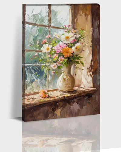 Vista 30 de Hzddty Lienzo de flores rojas de amapola para pared, pintura floral abstracta para paredes, imágenes de flores con estampado floral, decoración