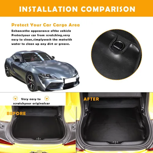Vista 5 de Bandeja de piel de PVC negro para maletero de coche Toyota Supra A90 2018-2021