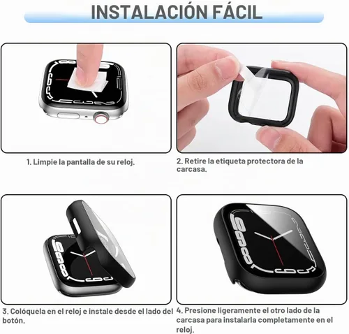 Vista 6 de 6 Pack de fundas rígidas de PC con protector de pantalla de vidrio templado para Apple Watch 40mm SE 3/SE (2ª Gen) Series 6/SE/5/4, Rontion - Funda