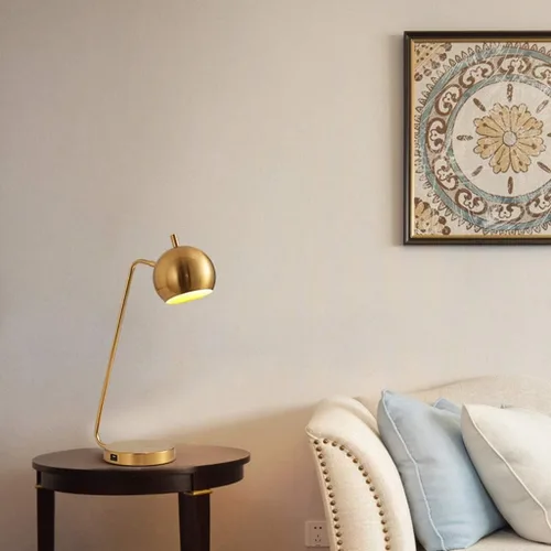 Vista 4 de Lámpara de noche moderna dorada de mesa con base de latón cepillado para dormitorio, sala de estar, mesita de noche, lámpara de mesa auxiliar