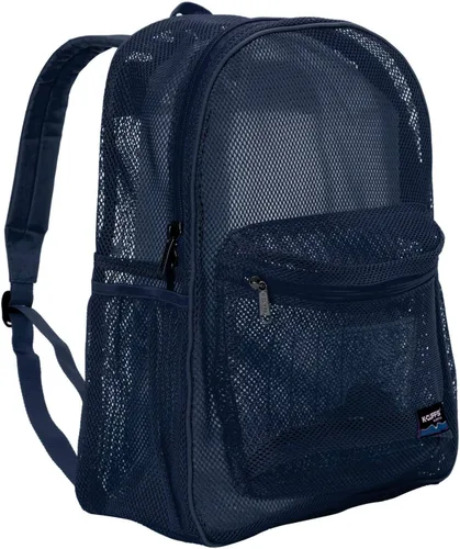 Vista 2 de K-Cliffs Mochila de malla resistente, mochila clásica para estudiantes, bolsa de gimnasio transparente duradera Correas acolchadas, marino