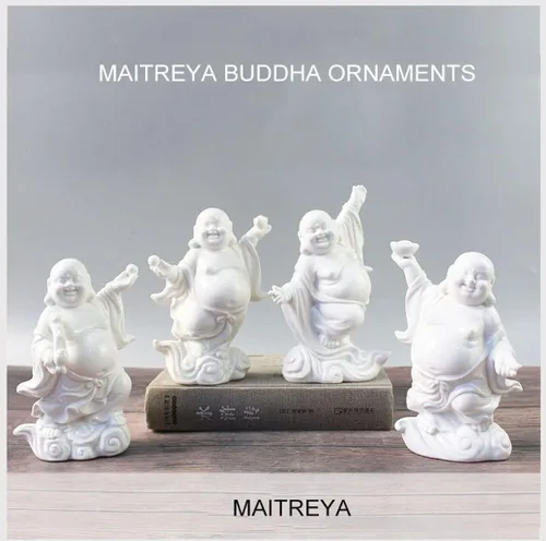 Vista 2 de Estatua de Buda Maitreya que ríe Zen Esculturas Ornamento Feliz Budismo de la Suerte Estatua de Sala de estar Oficina Estatua de Estatua de Estatua