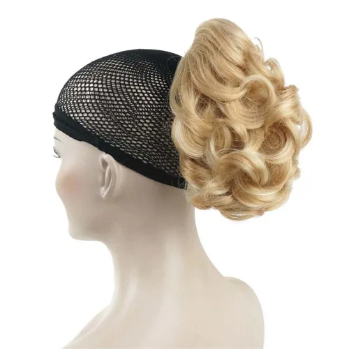 Vista 18 de Aimole Extensiones de clip de garra sintética de dama de cola de caballo gris rizado corto (48T)