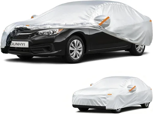 Vista 85 de GUNHYI - Funda de automóvil de 6 capas para Tesla Model 3 (2017-2025), impermeable para todo tipo de clima, protección UV contra la nieve, el sol