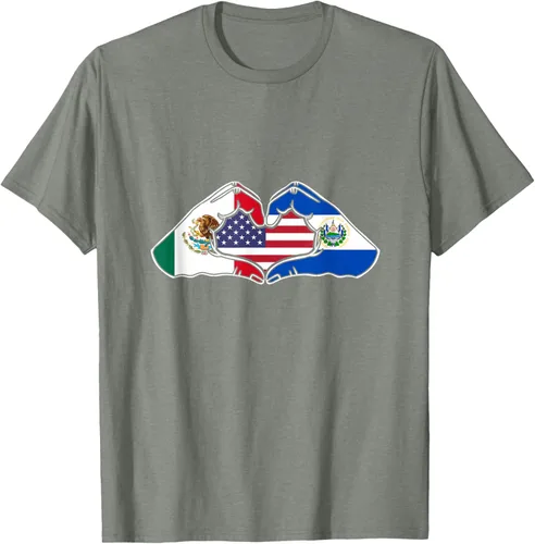 Vista 32 de Corazón manos México, El Salvador y Estados Unidos. Camiseta, Negro