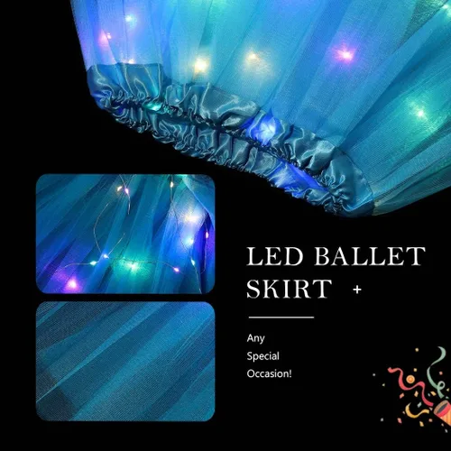 Vista 4 de REETAN Falda LED tutú con luces en capas, disfraz de tutú para mujeres y niñas