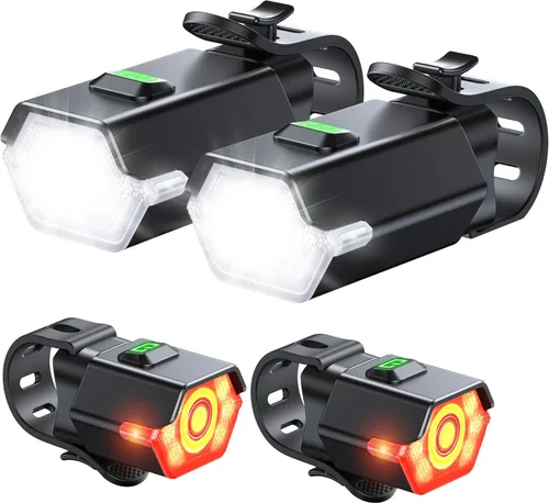 Vista 8 de Zewdov High Lumen Super Bright Bike Lights for Night Riding, Adjustable Modes Bicycle Lights Front and Rear, Rechargeable & IP65 Waterproof Bike