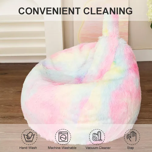Vista 7 de BCU Funda para Silla Puf Ultra Suave Esponjosa de Piel Sintética Falsa Funda para Puf de Felpa Funda para Sillas de Sala de Estar para Adultos