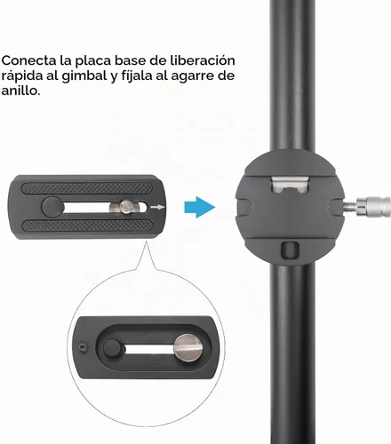 Vista 4 de DF DIGITALFOTO Agarre de anillo de mano, anillo de manillar doble con adaptador de engranajes compatible con ZHIYUN Crane 3S Stabilizer/Ronin S