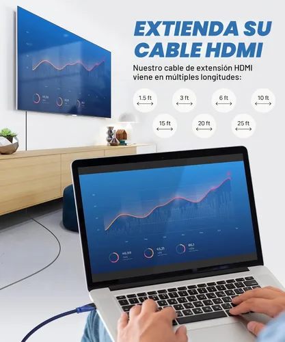 Vista 2 de Ultra Clarity Cables Cable de extensión HDMI 4K de 3 pies macho a hembra - 3 pies