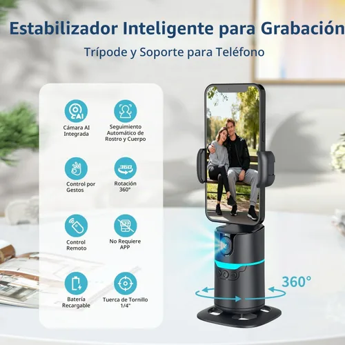 Vista 2 de TOALLIN Soporte y trípode para teléfono con seguimiento facial automático