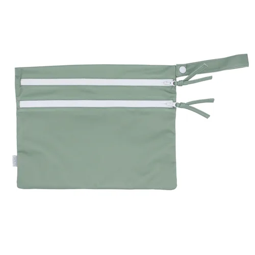 Vista 9 de BapronBaby Minimalist Champagne Wet Dry Bag - Waterproof Two Zipper Pockets - Reusable for Mealtime, Diapers, Stroller, Snacks, Swimsuits - Machine