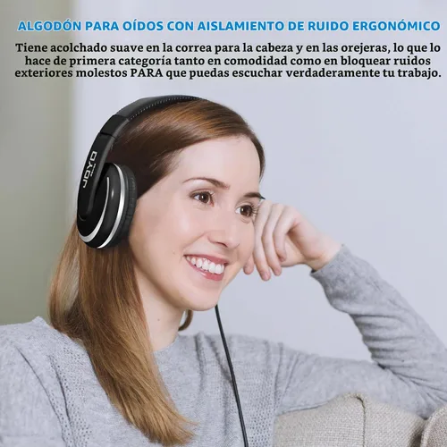 Vista 6 de JOYO Auriculares de estudio con cable con conector de 1/4 a 0.1 in para amplificador de guitarra, teclado, grabación, podcast, DJ, computadora