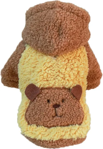 Vista 7 de Suéter de sherpa con capucha para perro pequeño, abrigo de forro polar cómodo y suave con capucha para clima frío, ropa cálida para perros pequeños