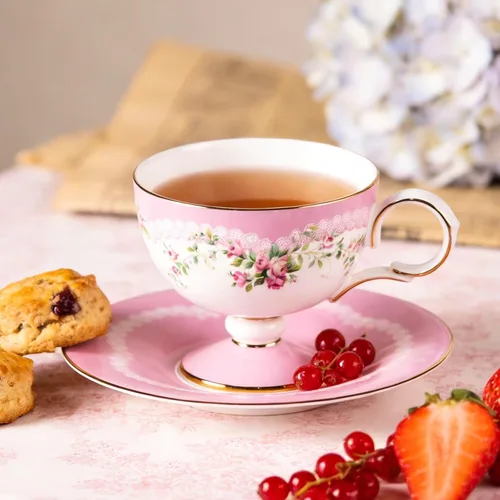 Vista 5 de KAMMAK Juego de 2 tazas de café de cerámica, tazas de café de porcelana con platillos, 6.52 onzas hechas a mano, elegante taza de té de porcelana