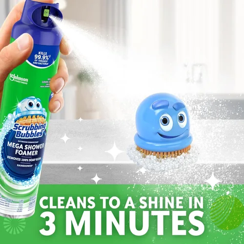 Vista 6 de Scrubbing Bubbles Mega limpiador en aerosol para baño y ducha, aroma a lluvia, 20 oz