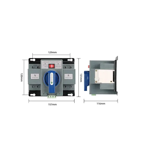 Vista 3 de Interruptor de transferencia automática de doble potencia, interruptor de cambio de generador de energía dual 63A 2P, interruptor comercial de 110 V