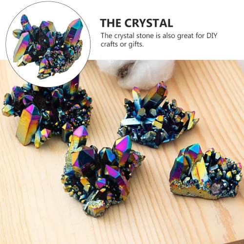 Vista 5 de EXCEART Decoración de piedras naturales con chip de cristal curativo, adornos de cristales y piedras, racimo de aragonita natural, geoda drusa