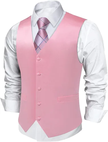 Vista 28 de DiBanGu Chaleco de traje para hombre Vestido formal de negocios Light Khaki
