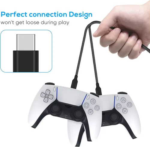 Vista 6 de MENEEA Paquete de 2 cables de carga de 10 pies para controlador PS5para Xbox Series Xpara controlador Xbox Series S cable USB C de repuesto