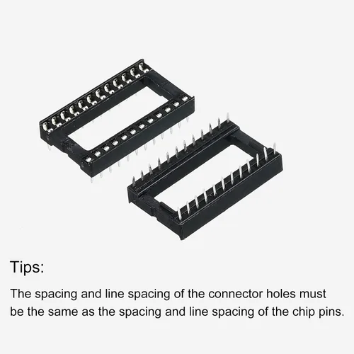 Vista 4 de MECCANIXITY DIP IC Chip Socket Adapter Flat Pin 24P 0.100 in Paso 0.591 in IC Socket para chip de placa PCB, paquete de 30