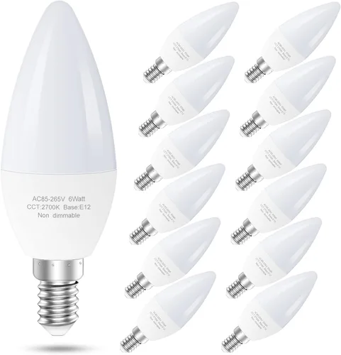 Vista 9 de GOSCHE Bombillas LED E12 para ventilador de techo, bombilla LED B11 de 6 W que reemplaza 60 vatios incandescente, 550 LM, 2700 K blanco cálido