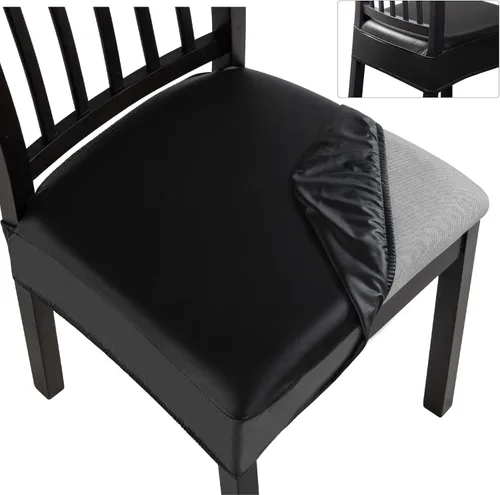 Vista 29 de SearchI Juego de 2 fundas de asiento elásticas para sillas de comedor, suaves, extraíbles y lavables, para sillas de comedor, protector de asiento
