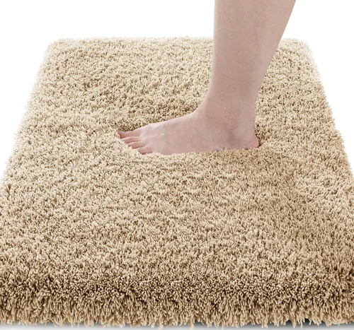 Vista 57 de Yimobra Alfombras de baño en negro y blanco antideslizantes lavables, tapetes de baño ultra suaves y absorbentes de agua, alfombra de ducha suave