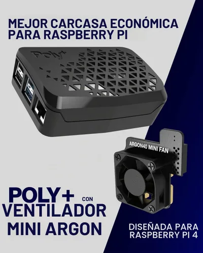 Vista 2 de Argon Poly+ Funda para Raspberry Pi 4 - Ventilador PWM, disipador de calor, parte superior extraíble