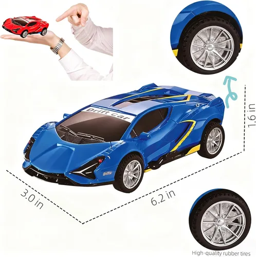 Vista 3 de Inertia Drift - Auto de juguete para niños de 3 a 6 años, modelo de vehículo para niños y niñas, paquete de 2 vehículos impulsados por fricción Push