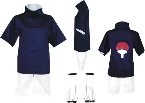 Vista 3 de ZYHCOS Disfraz de cosplay de Halloween con cuello alto, pantalones cortos con capucha azul para niños adultos, Azul