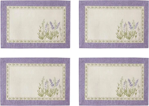 Vista 11 de Home Bargains Plus Provence - Juego de 8 servilletas cuadradas, estampado floral de campo de lilas Blanchard, resistentes a las arrugas y a