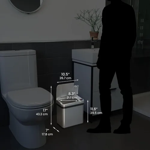 Vista 7 de iTouchless Latas de cocina con sensor automático sin contacto de 13 galones y 2.5 galones con sistema de control de olores, acero inoxidable