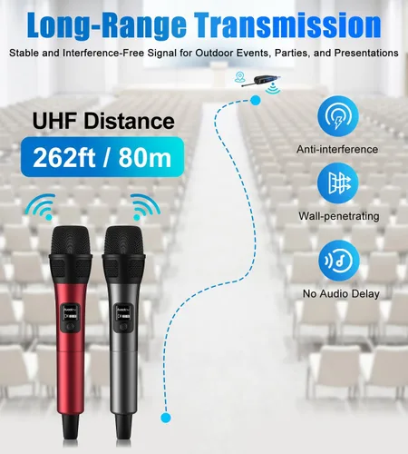 Vista 4 de Aveek Micrófono inalámbrico para karaoke, micrófono de karaoke recargable (trabajo 40 hs), para altavoz, máquina de karaoke, iglesia, discurso